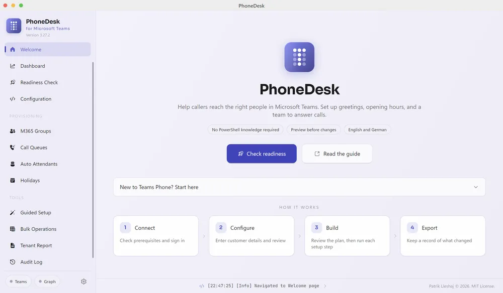 PhoneDesk interface