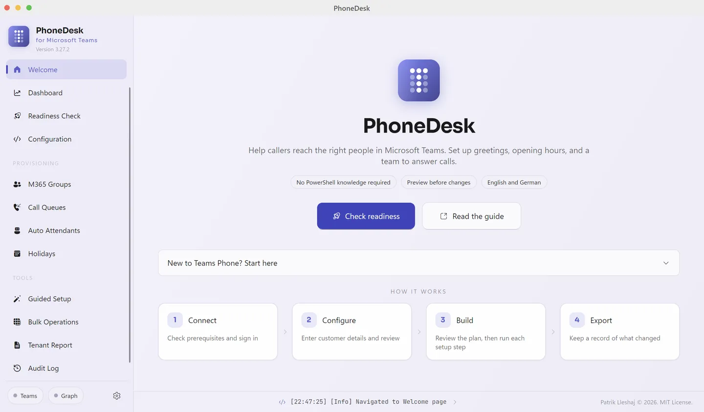 PhoneDesk: application screenshot